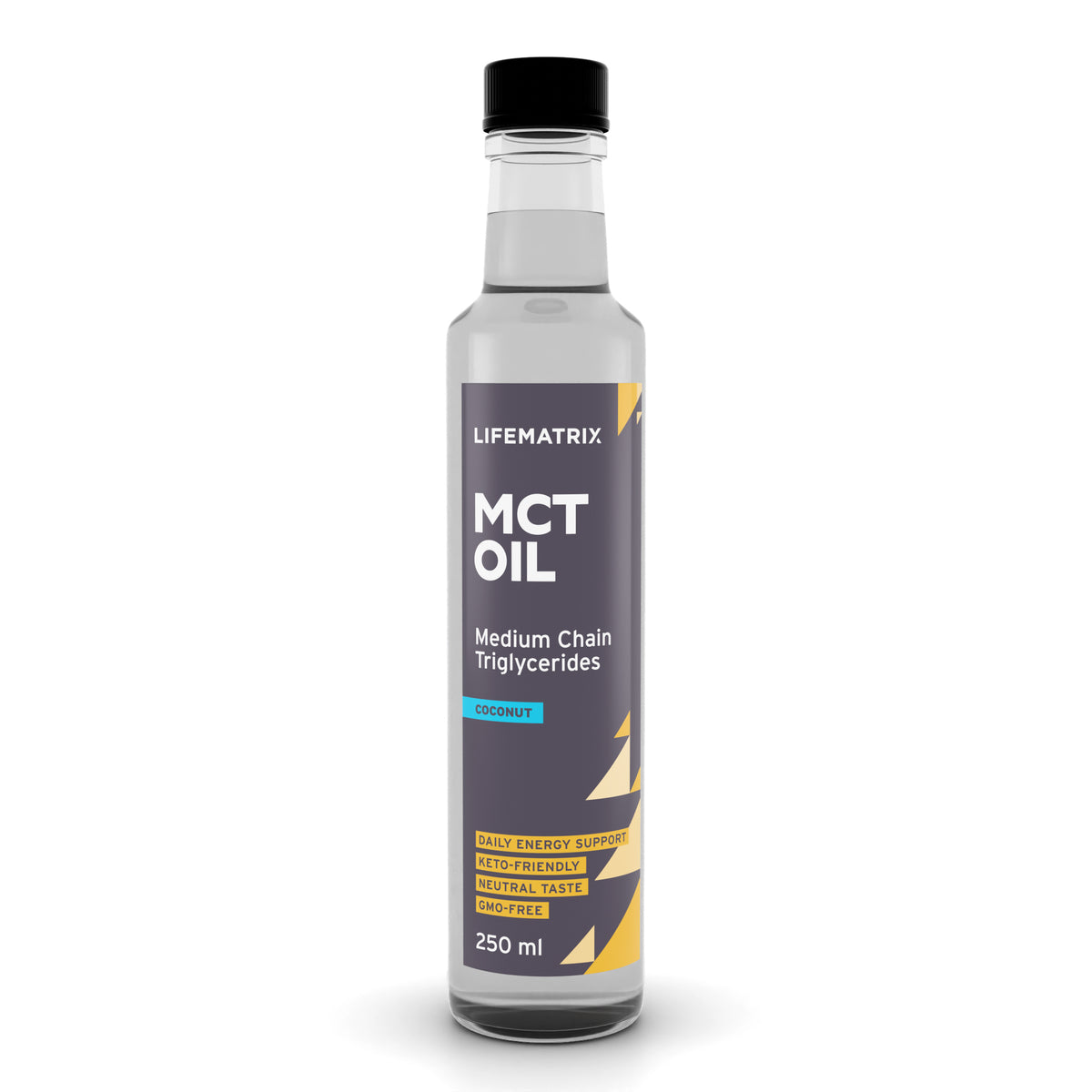 Life Matrix Coconut MCT Oil 250ml - angled view