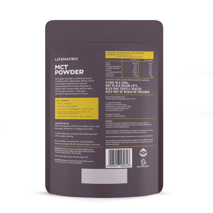 Life Matrix Coconut MCT Powder 350g - back of pack