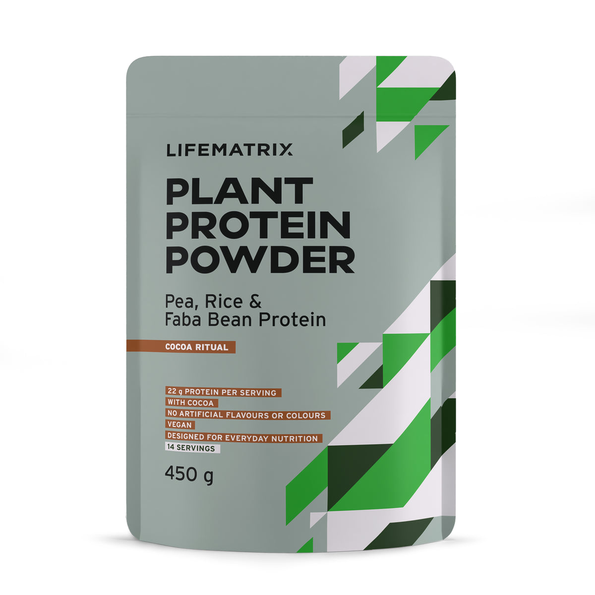 Life Matrix Plant Protein Powder Chocolate 450g - front of pack