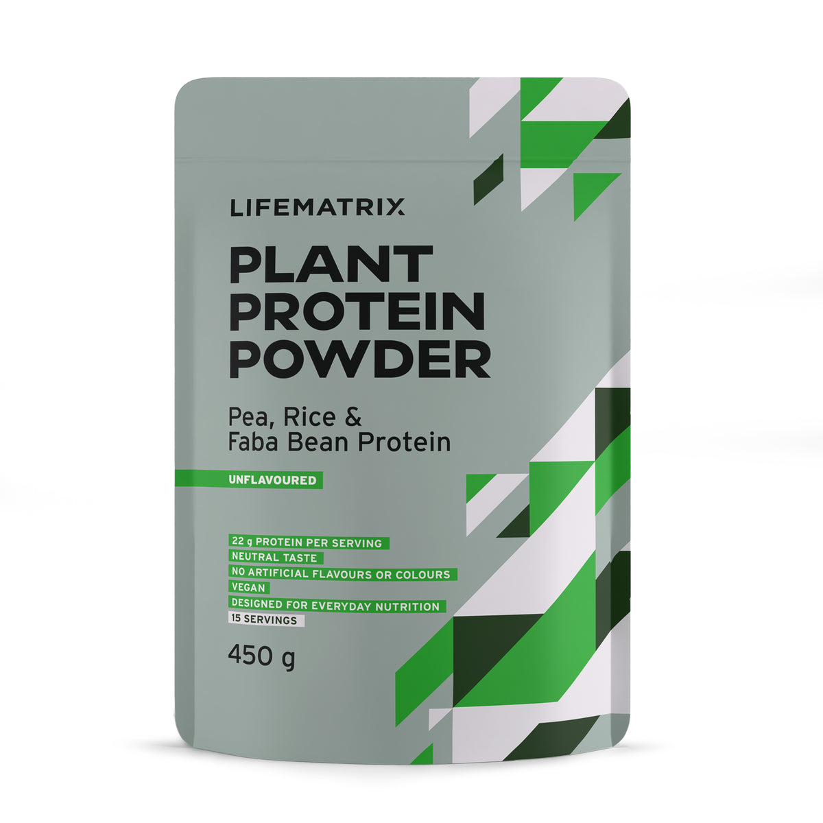 Life Matrix Plant Protein Powder Unflavoured 450g - front of pack